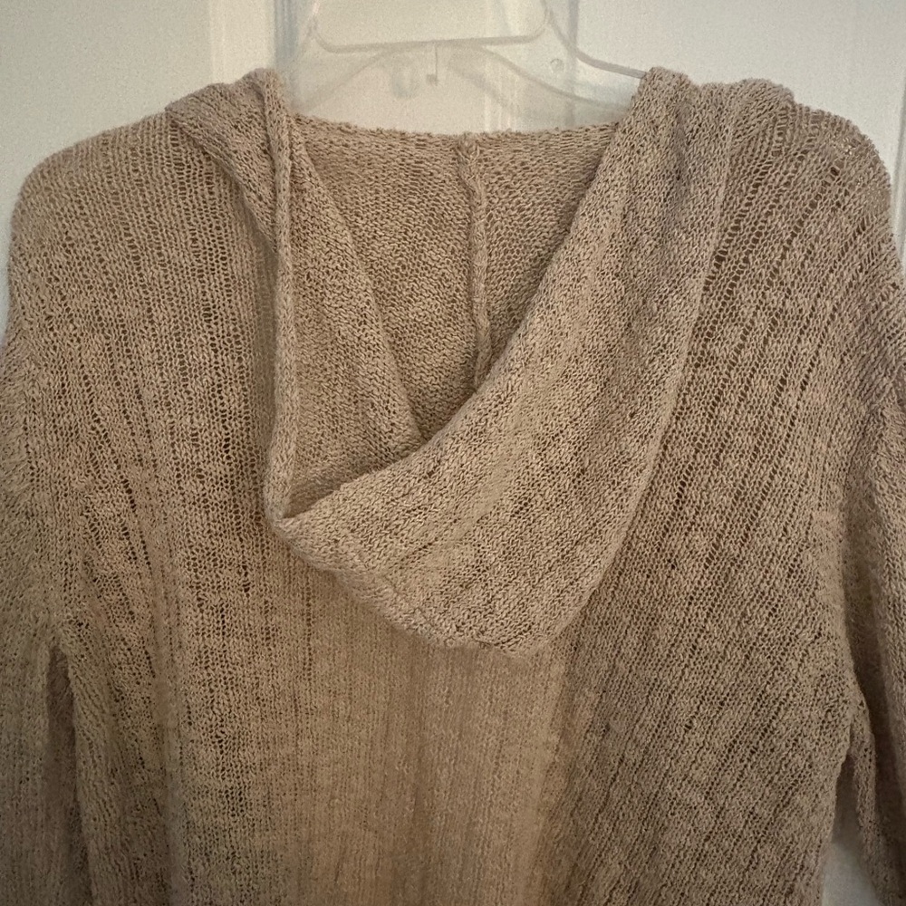 J. Jill Tan Open-Front Hooded Cardigan - Picture 4 of 6